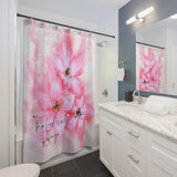 Shower Curtains - Pink Passion Plumeria Watercolor - The Lord is my Refuge (Faith)