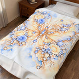 Buttercream Sapphire Blossom Butterfly — Throw Blanket