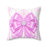 Orchid Lilac Damask Bow - Square Pillow