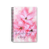 Spiral Notebook(Small) - Pink Passion Watercolor Plumeria - The Lord is my Refuge (Faith)