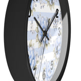 Powder Blue Sugar Blossom Stripes - Wall Clock