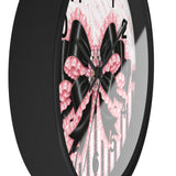 Black & Pink Ruffle Bow Couture | Pink Zebra Print - Wall Clock