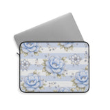 Powder Blue Sugar Blossom Stripes - Laptop Sleeve