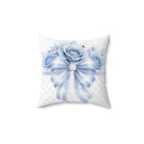 Blue Couture Diamond Bow - Square Pillow