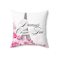 Square Pillow - Dreams Come True - Paris Dreams - Pink