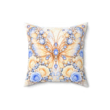 Buttercream Sapphire Blossom Butterfly - Square Pillow