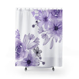 Shower Curtains-Purple Floral Watercolor