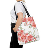 Tote Bag-Luscious Pink Floral-Gold Trim