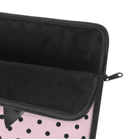 Laptop Sleeve-Glam Black Bow-Soft Pink-Black Polka Dots