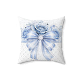 Blue Couture Diamond Bow - Square Pillow