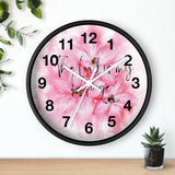 Wall Clock - Pink Passion Watercolor Plumeria - The Lord is my Refuge (Faith)