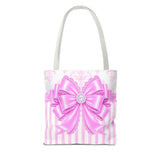 Orchid Lilac Damask Bow - Tote Bag