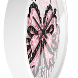Ballet Pink Black Ruffle Leopard Bow Couture - Wall Clock