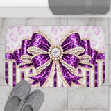 Purple Leopard Bow Couture - Bath Mat