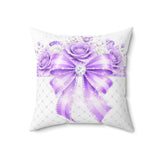 Purple Couture Diamond Bow - Square Pillow