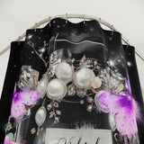 Shower Curtains - Purple Midnight Roses - Perfume Bottle Black