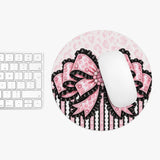 Ballet Pink Black Ruffle Leopard Bow - Mouse Pad