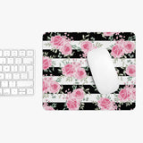 Pretty Pink Roses -Black Stripes - Mouse Pad
