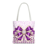Purple Leopard Bow Couture - Tote Bag