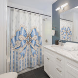 Celestial Blue Diamond | Damask Bow Couture - Shower Curtains