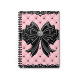 Obsidian Lace Bow in Princess Pink - Spiral Notebook