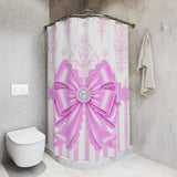 Orchid Lilac Damask Bow - Shower Curtains