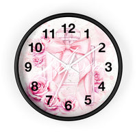 Wall Clock - Pink Blush & Roses Perfume Bottle - Blessed