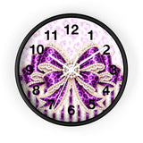 Purple Leopard Bow Couture - Wall Clock