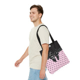 Tote Bag-Glam Black Bow-Soft Pink-Black Polka Dots