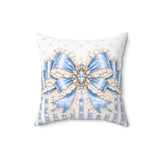 Celestial Blue Diamond | Damask Bow Couture - Square Pillow