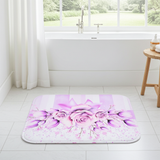 Bath Mat - Lavender Ribbons & Roses - Glam Watercolor Floral Stripes