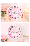 Wall Clock - Pink & Blush Perfume Bottle - Blessed Black (Faith)