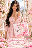 Blushing Rose Equestrian Horse - Tote Bag