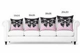 Black Satin Diamond Bow - Pink Polka Dots - Square Pillow