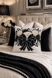 Ivory Noir Couture Diamond Bow - Square Pillow