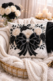 Ivory Noir Couture Diamond Bow - Square Pillow