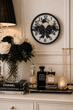Ivory Noir Couture Diamond Bow - Wall Clock