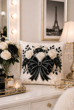 Ivory Noir Couture Diamond Bow - Square Pillow