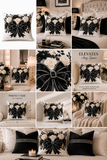 Ivory Noir Couture Diamond Bow - Square Pillow