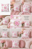 Pink Sugar Blossom Stripes - Square Pillow