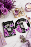 Purple Midnight Roses - Perfume Bottle Black - Spiral Notebook