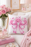 Pink Couture Diamond Bow - Square Pillow