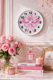 Pink Couture Diamond Bow - Wall Clock