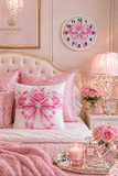 Pink Couture Diamond Bow - Wall Clock