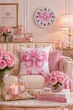 Pink Couture Diamond Bow - Wall Clock
