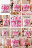 Pink Couture Diamond Bow - Square Pillow