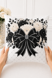 Ivory Noir Couture Diamond Bow - Square Pillow
