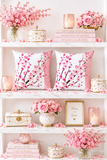 Cherry Blossoms - White & Pink - Square Pillow