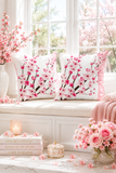 Cherry Blossoms - White & Pink - Square Pillow