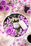 Mouse Pad - Purple Midnight Roses - Perfume Bottle Black